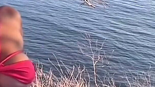 Artemisia Love Being Sexy Outdoor by the Ocean and Flashing Her Perfect Big Tits