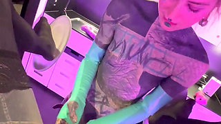 Tattooed Girl Pegs Boyfriend's Ass - Tied Balls & Deep Fingering