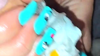 Stepmom with Long Nails Is Giving Handjob with Sock