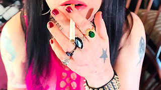 This British Tart Tina Snua Loves Lighting Up My Cigarette With Matches - Smoking Smoker OME OMI Drifting Snap Inhales Coughs