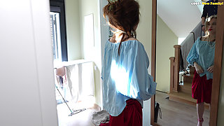 Stepdaddy, Am I Beautiful? Trying on My Stepmom's Clothes, I Let My Stepfather Rub Against My Pussy and Fuck My Mouth!