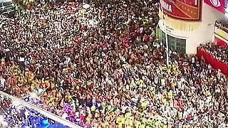 Big Ass Brunette Enjoys Carnival Jumping on the Neighbor's Stick