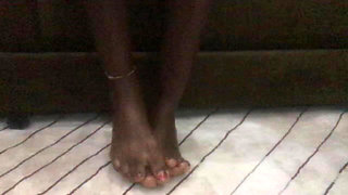 African Ebony Feet Fetish Petite Oiled Teen 18 Sitting