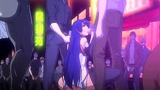 Brunette cums to hentai