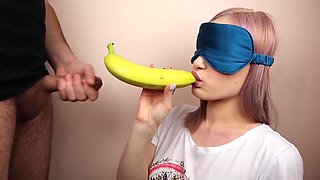 Petite Step Sister Got Blindfolded In Fruits Game