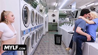 Blonde step-mom & daughter-in-law take turns hardcore young hard stud - mylf