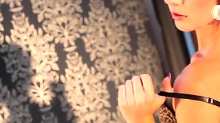 ThisIsGlamour Lauren Stevie Strips Nude From Black Lingerie