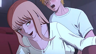 Chainsawman hentai - Makima has a hot sex with Denji in a movie theatre