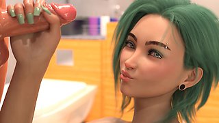Sneaky Stepsis Sucked Stepbro's Cock in the shower- 3D Hentai Animated Porn - Family Crush