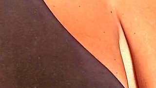 Only Wearing a Sports Top with Her Saggy Breasts to the Gym