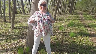 Granny Shows Her Horny Wet Holes Outdoors