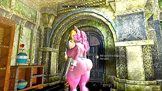 Thicc bunny MOMO shows off her big boobs and booty in Skyrim's naughty gameplay