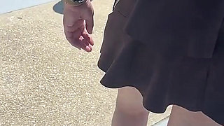 Exhibition in Micro Skirt in Public and Anal Plug
