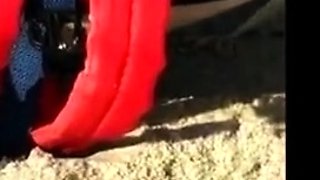 Big-Breasted Girl's Orgasm at the Beach
