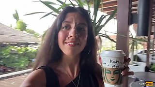 Blonde Babe Swallows Cum in Starbucks Bathroom - Public Toilet Blowjob & Coffee