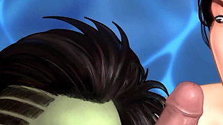 Hot Threesome Sex with a Muscular Big Boobs Orc Woman and a Hot Asian MILF - Cartoon Animated Porn Game - What a Legend!