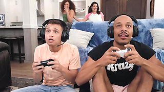 Bald black man joins Willow Ryder & Sarah Arabic for sex