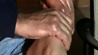 Cute teen girl enjoys foot fetish