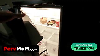 Huge titted milf stepmother blows my morning wood for breakfast