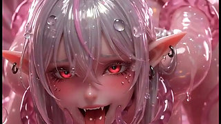 A hot elf gets fucked and rubbed by slime worms