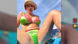 Alimela on beach play pussy and fuck dildo to squirt pt4