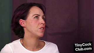 Tiny knob obese dude got handjob by babe