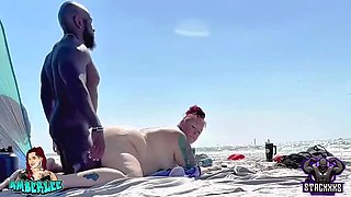 Stacxxxs & Amber Lee Island Fuck: Amateur BBW Redhead Doggy Style on Beach