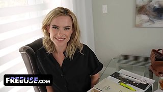 Bossy stepmom turns her strung up sonnie into a personal sexcretary - freeuse kitchen doggy style poundin