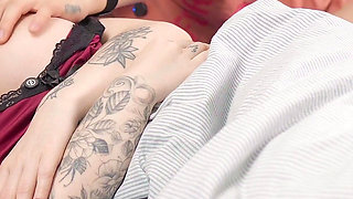 Step Son Creampies Step Mom in Hotel Share Bed Petting!