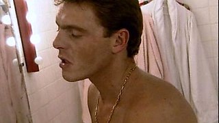 Lovely teen brunette dildos her cunt in the shower