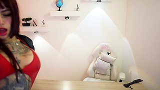 Roxy Deville masturbating her ass with a glass toy
