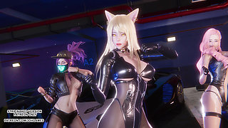 MMD GIRL CRUSH - DRIVE Ahri Seraphine Akali Hot Kpop Dance League of Legends