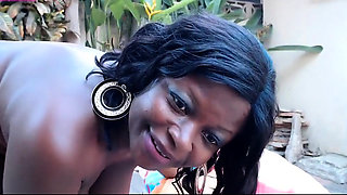 West African Amateur with Big Tits Big Butt, naked in Garden