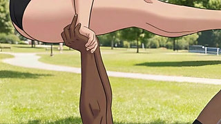 Blue-haired ass wife and her black husband do hot Acroyoga and play like naughty adults at home and in public