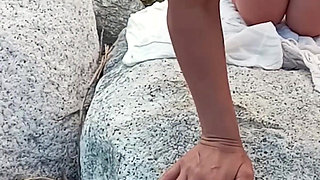 Beautiful mature wife and a beautiful outdoor ANAL on the river