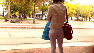 Asian train stop chick booty capture