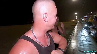 Big Tit Blonde Bodo Gets Cum on Tits in Tuk Tuk - Asian Blowjob & Fucking