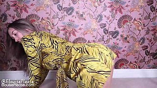 Insane towheaded nymph with yam-sized, stiff mammories is throating a faux, rock stiff penis before railing it