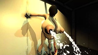 Two 3d cartoon cuties are ready for their bath