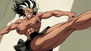 Ai Athletic Women in Cartoon Scenes