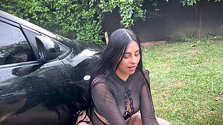 Beautiful Latinas Wash Her Car and Ends up Fucking, Threesome of Latinas Fucking and Fucking Her Pussy, Jessica Osorio