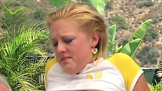 Blonde teen hardcore fucked on bed