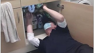 Mature Cheating Wife With Plumber. Footplay, Bj, Rides His Cock And Fucked From Behind